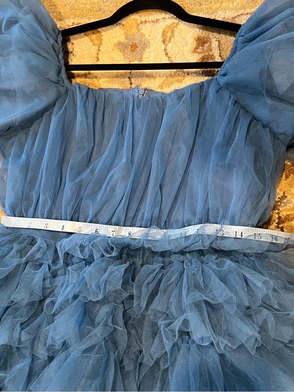 Ivy City Fairytale Elegant Blue Tiered Tulle Princess Maxi Dress - Picture 9 of 9